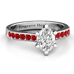 Shining in Love Ring in 925 Sterling Silver with White Premium Zirconia and Garnet