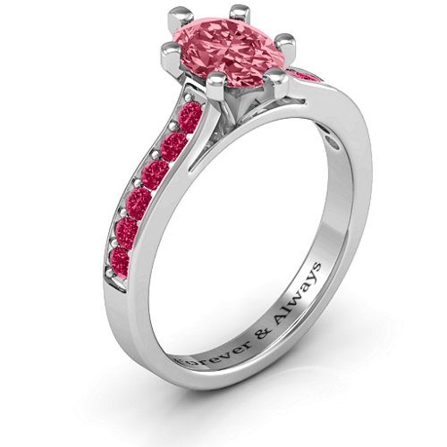 Shining in Love Ring – Sterling Silver with Red Premium Zirconia and Ruby