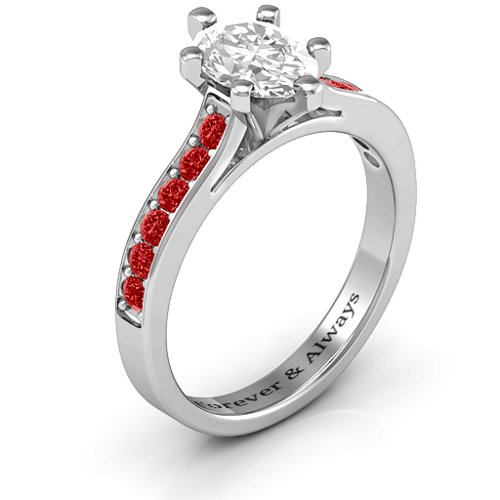 Shining in Love Ring – Sterling Silver with White Premium Zirconia and Garnet
