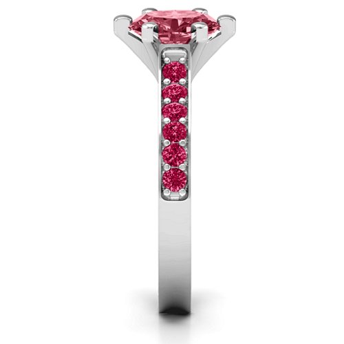 Shining in Love Ring – Sterling Silver with Red Premium Zirconia and Ruby