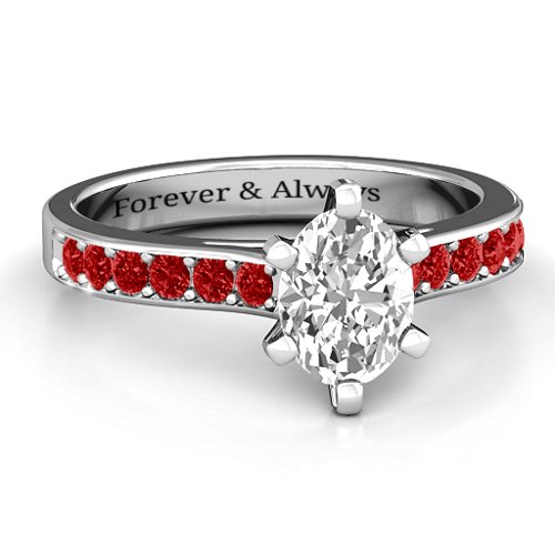 Shining in Love Ring – Sterling Silver with White Premium Zirconia and Garnet