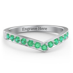 Vanessa Band Ring in 925 Sterling Silver with Emerald