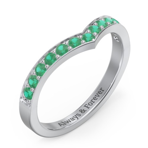 Vanessa Band Ring – Sterling Silver with Emerald