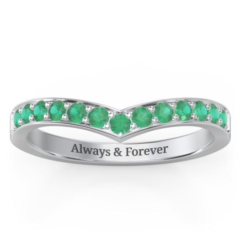 Vanessa Band Ring – Sterling Silver with Emerald