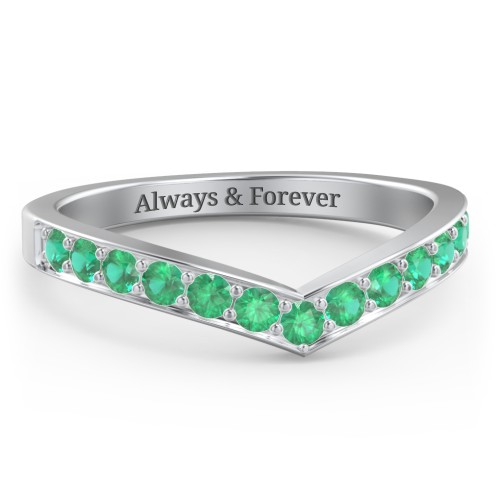 Vanessa Band Ring – Sterling Silver with Emerald
