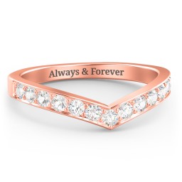 Vanessa Band Ring in 10K Solid Rose Gold with Cubic Zirconia