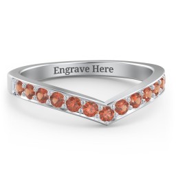 Vanessa Band Ring in 925 Sterling Silver with Garnet