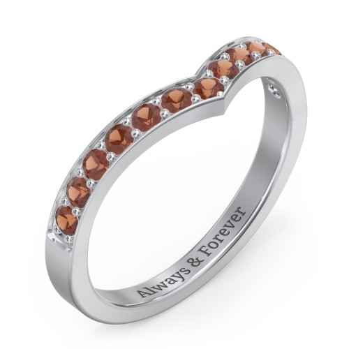 Vanessa Band Ring – Sterling Silver with Garnet