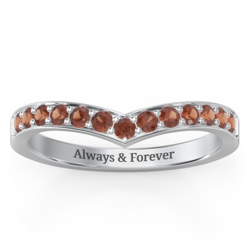 Vanessa Band Ring – Sterling Silver with Garnet