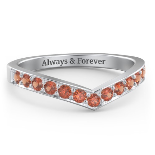 Vanessa Band Ring – Sterling Silver with Garnet