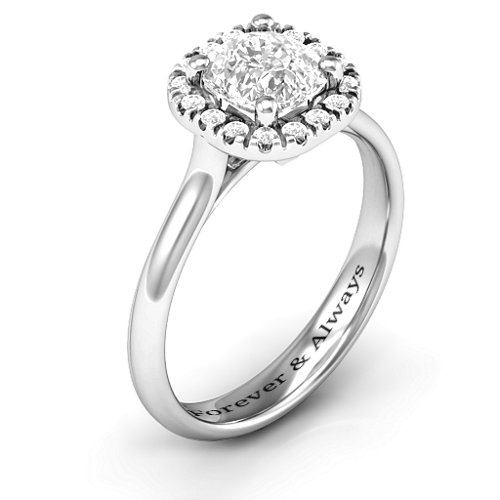 Cushion Halo Ring – Sterling Silver with White Premium Zirconia