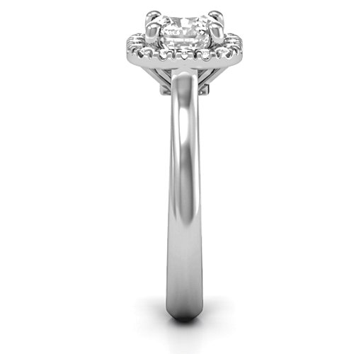 Cushion Halo Ring – Sterling Silver with White Premium Zirconia