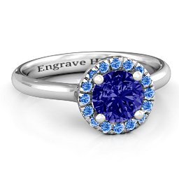 Cherish Her Ring in 925 Sterling Silver with Blue Sapphire and Fancy Blue Premium Zirconia