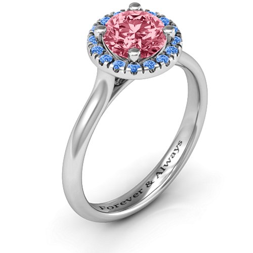 Cherish Her Ring – Sterling Silver with Red Premium Zirconia and Fancy Blue Premium Zirconia
