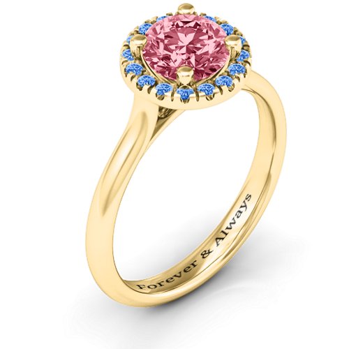 Cherish Her Ring – 10K Yellow Gold with Red Premium Zirconia and Fancy Blue Premium Zirconia