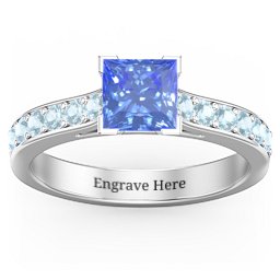 Janelle Princess Cut Ring in 925 Sterling Silver with Fancy Blue Premium Zirconia and Blue Topaz