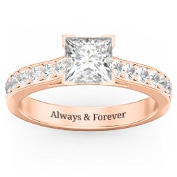 Janelle Princess Cut Ring in 10K Solid Rose Gold with White Premium Zirconia and Cubic Zirconia