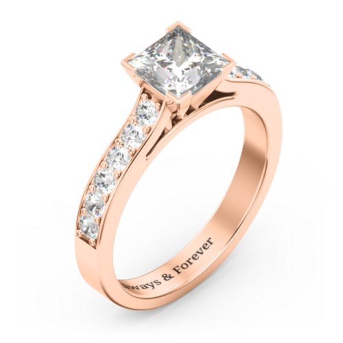 Janelle Princess Cut Ring – 10K Rose Gold with White Premium Zirconia and Cubic Zirconia