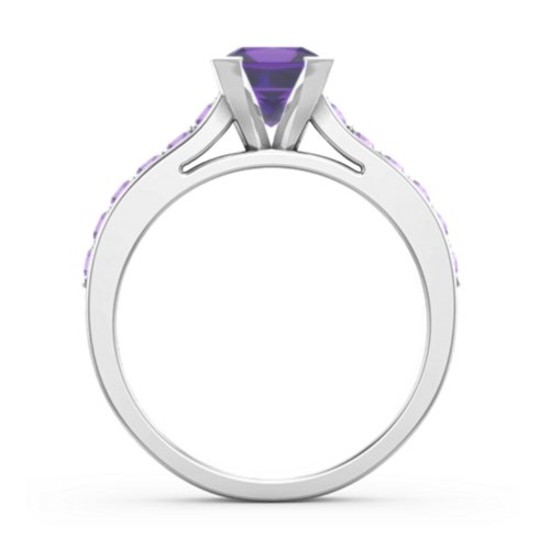 Janelle Princess Cut Ring – Sterling Silver with Amethyst Premium Zirconia and Amethyst