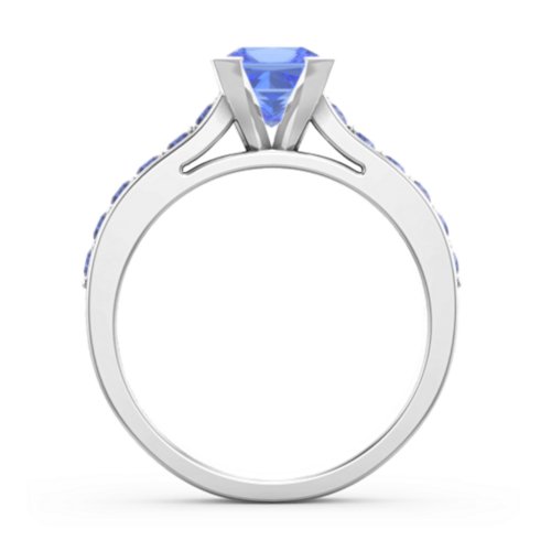 Janelle Princess Cut Ring – Sterling Silver with Fancy Blue Premium Zirconia and Blue Sapphire