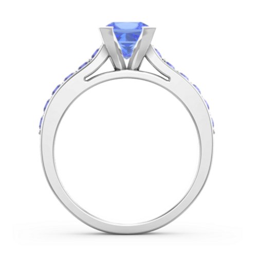 Janelle Princess Cut Ring – Sterling Silver with Fancy Blue Premium Zirconia and Blue Sapphire