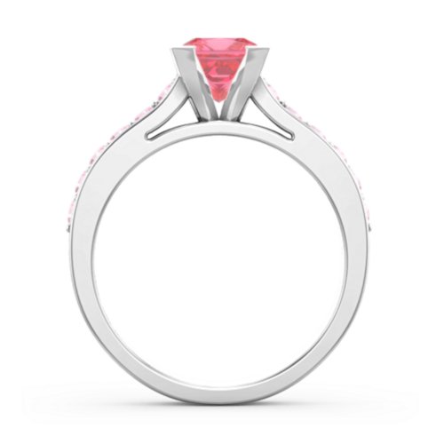 Janelle Princess Cut Ring – Sterling Silver with Fancy Pink Premium Zirconia and Pink Tourmaline