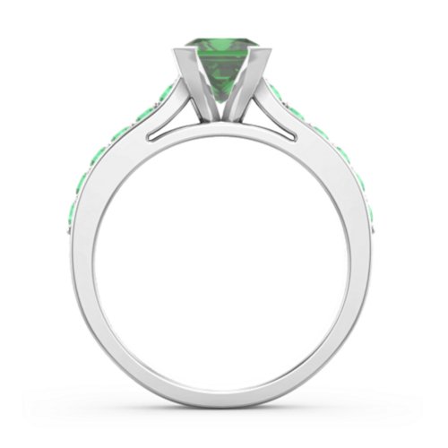 Janelle Princess Cut Ring – Sterling Silver with Green Premium Zirconia and Emerald