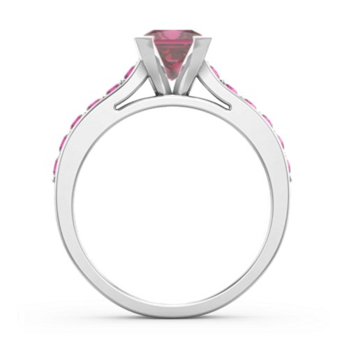 Janelle Princess Cut Ring – Sterling Silver with Red Premium Zirconia and Ruby