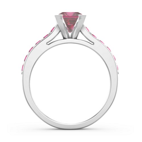 Janelle Princess Cut Ring – Sterling Silver with Red Premium Zirconia and Ruby