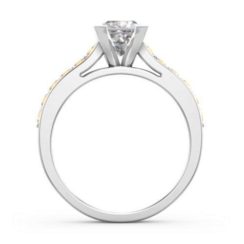 Janelle Princess Cut Ring – Sterling Silver with White Premium Zirconia and Citrine