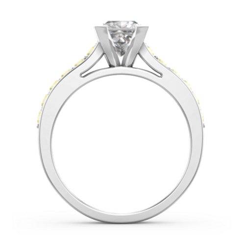Janelle Princess Cut Ring – Sterling Silver with White Premium Zirconia and Citrine