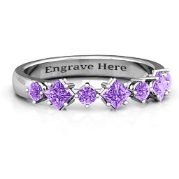 Shape of her Heart Band Ring in 925 Sterling Silver with Amethyst