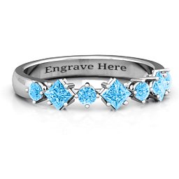 Shape of her Heart Band Ring in 925 Sterling Silver with Blue Topaz