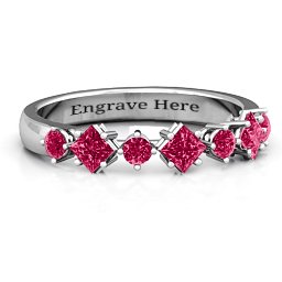 Shape of her Heart Band Ring in 925 Sterling Silver with Ruby
