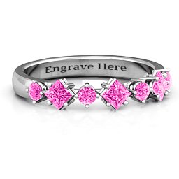 Shape of her Heart Band Ring in 925 Sterling Silver with Pink Tourmaline