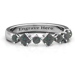 Shape of her Heart Band Ring in 925 Sterling Silver with Alexandrite