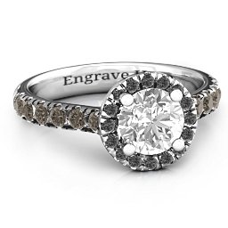 Milana Ring in 925 Sterling Silver with White Premium Zirconia, Smokey Quartz, and Black Premium Zirconia