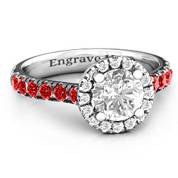 Milana Ring in 925 Sterling Silver with White Premium Zirconia and Garnet