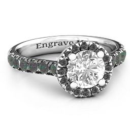 Milana Ring in 925 Sterling Silver with White Premium Zirconia, Alexandrite, and Black Premium Zirconia
