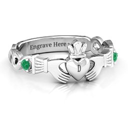 Infinity Claddagh With Side Stones Ring