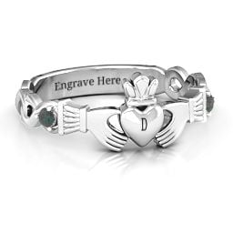Infinity Claddagh With Side Stones Ring