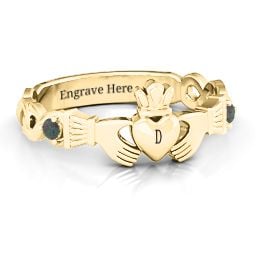 Infinity Claddagh With Side Stones Ring