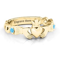 Infinity Claddagh With Side Stones Ring