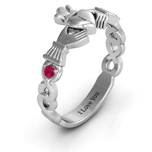 Infinity Claddagh With Side Stones Ring