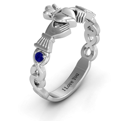 Infinity Claddagh With Side Stones Ring