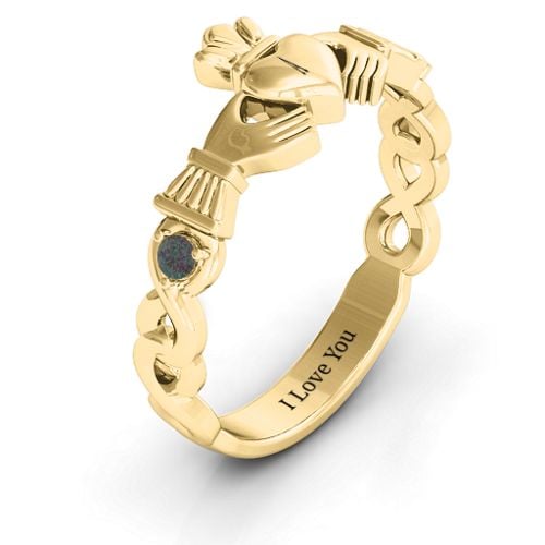 Infinity Claddagh With Side Stones Ring