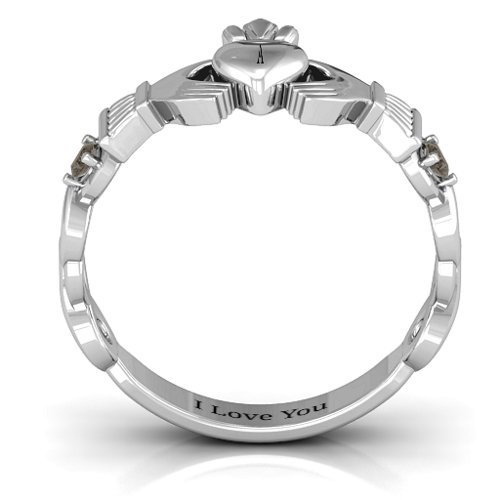 Infinity Claddagh With Side Stones Ring