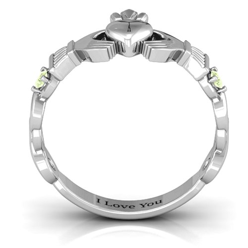 Infinity Claddagh With Side Stones Ring