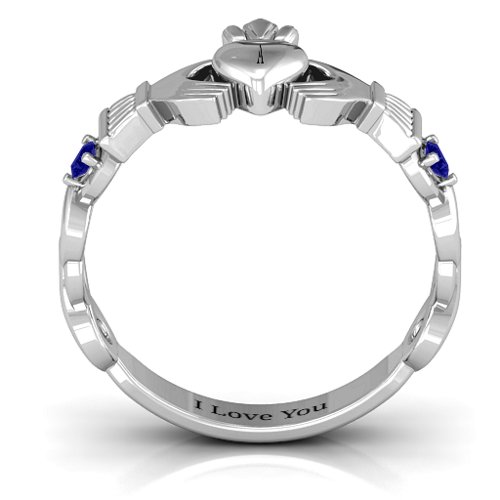 Infinity Claddagh With Side Stones Ring
