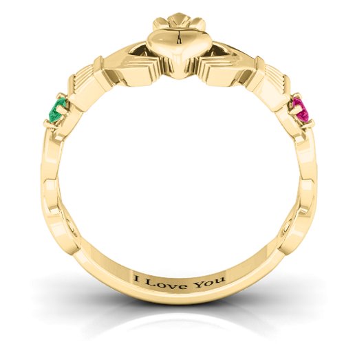 Infinity Claddagh With Side Stones Ring